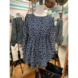MakeMeChic Navy Floral Long Sleeve in S